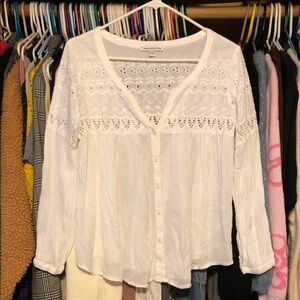 American Eagle Outfitters White Lace Blouse